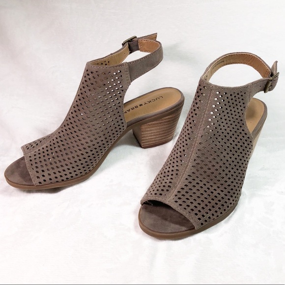 Lucky Brand Shoes - Lucky Brand Suede Laser Cut Block  Heels 9M